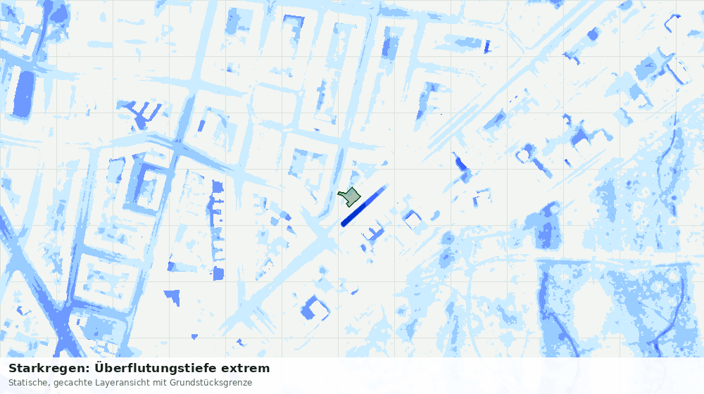 Statische Kartenansicht: Starkregen: Überflutungstiefe extrem