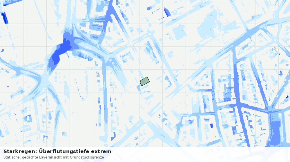 Statische Kartenansicht: Starkregen: Überflutungstiefe extrem