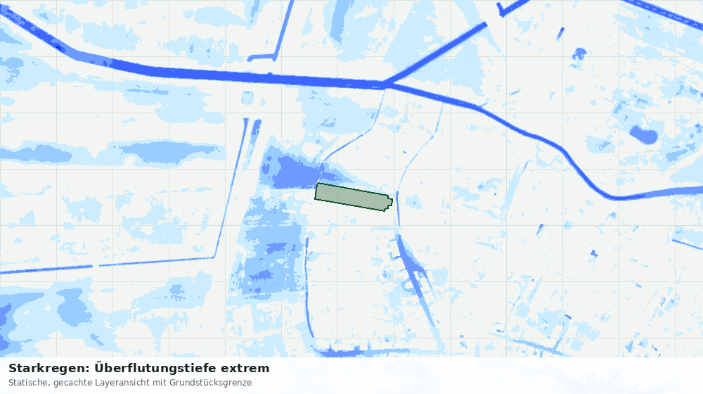 Statische Kartenansicht: Starkregen: Überflutungstiefe extrem