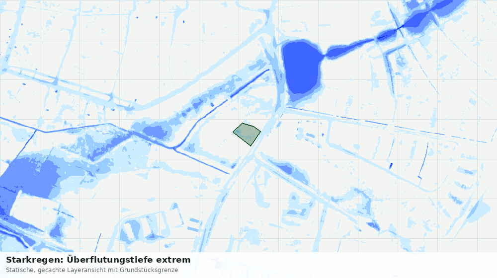 Statische Kartenansicht: Starkregen: Überflutungstiefe extrem