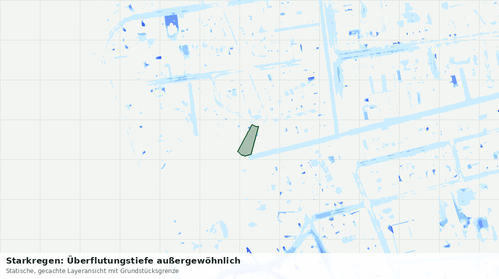 Statische Kartenansicht: Starkregen: Überflutungstiefe außergewöhnlich