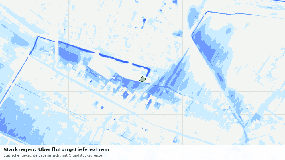 Statische Kartenansicht: Starkregen: Überflutungstiefe extrem