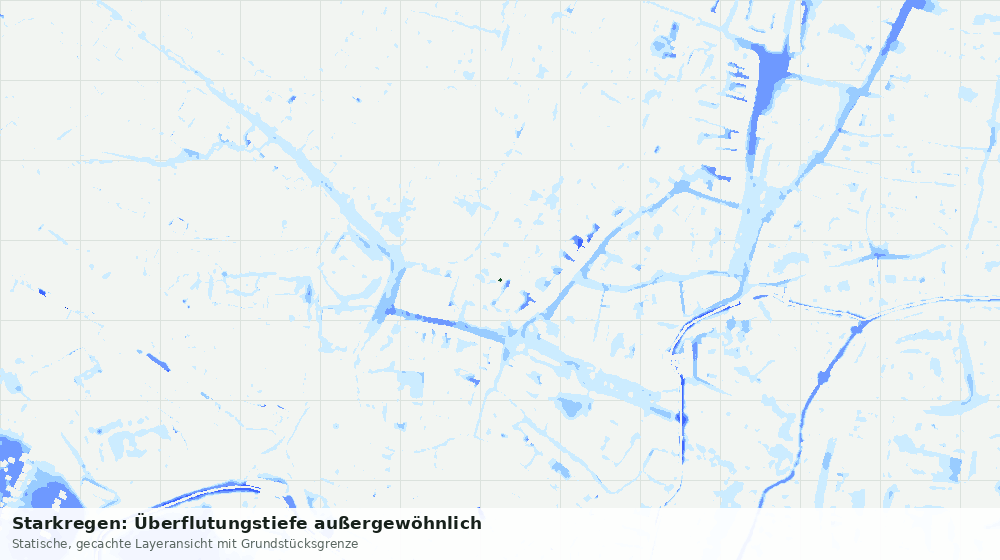 Statische Kartenansicht: Starkregen: Überflutungstiefe außergewöhnlich