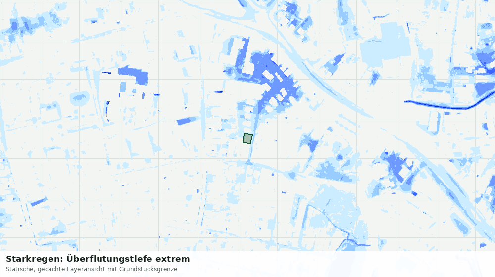 Statische Kartenansicht: Starkregen: Überflutungstiefe extrem