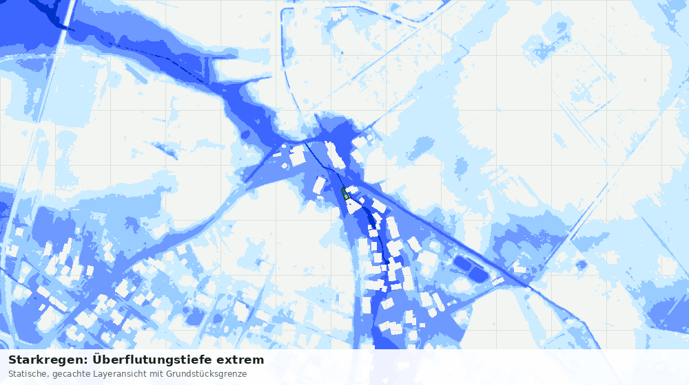 Statische Kartenansicht: Starkregen: Überflutungstiefe extrem