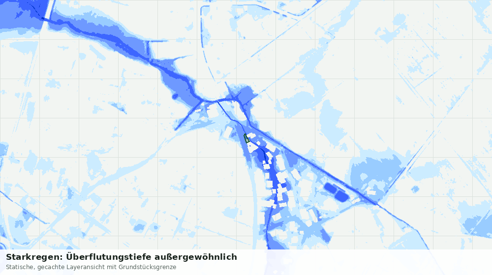 Statische Kartenansicht: Starkregen: Überflutungstiefe außergewöhnlich