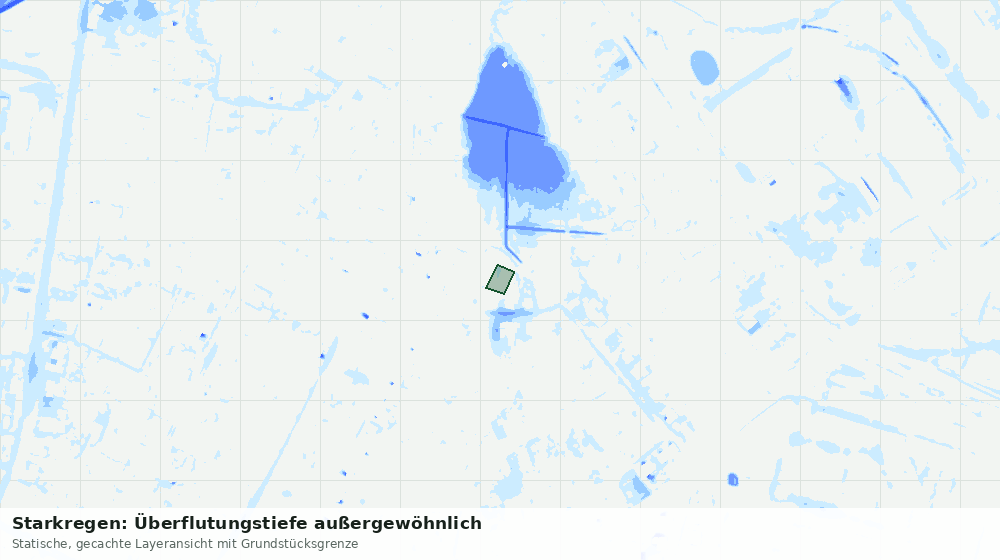 Statische Kartenansicht: Starkregen: Überflutungstiefe außergewöhnlich