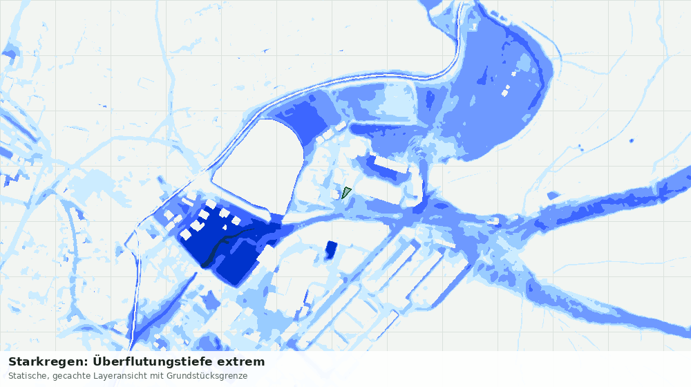 Statische Kartenansicht: Starkregen: Überflutungstiefe extrem
