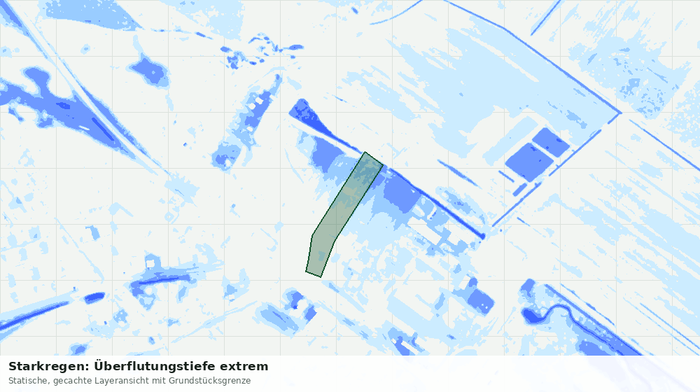 Statische Kartenansicht: Starkregen: Überflutungstiefe extrem