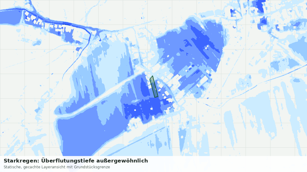 Statische Kartenansicht: Starkregen: Überflutungstiefe außergewöhnlich