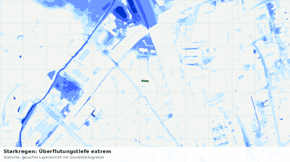 Statische Kartenansicht: Starkregen: Überflutungstiefe extrem