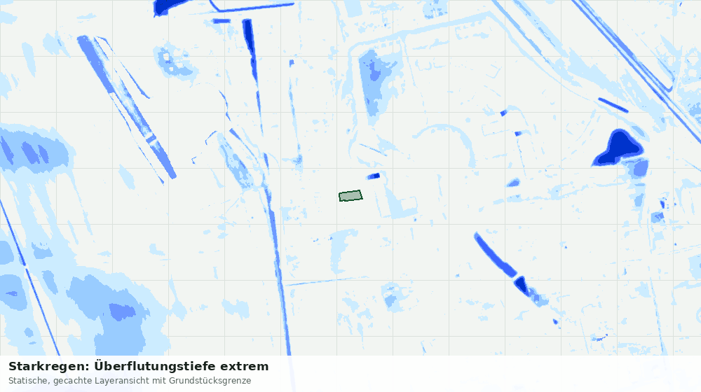 Statische Kartenansicht: Starkregen: Überflutungstiefe extrem