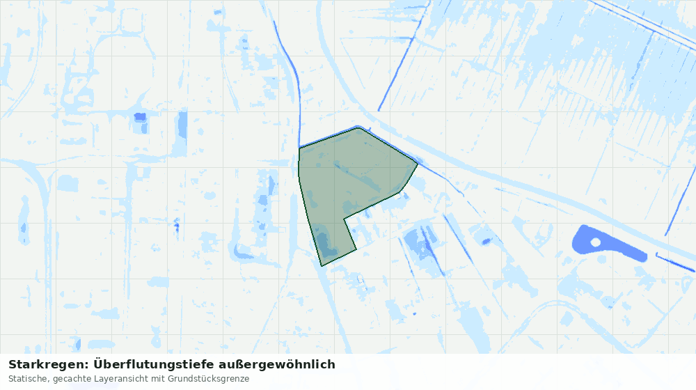 Statische Kartenansicht: Starkregen: Überflutungstiefe außergewöhnlich