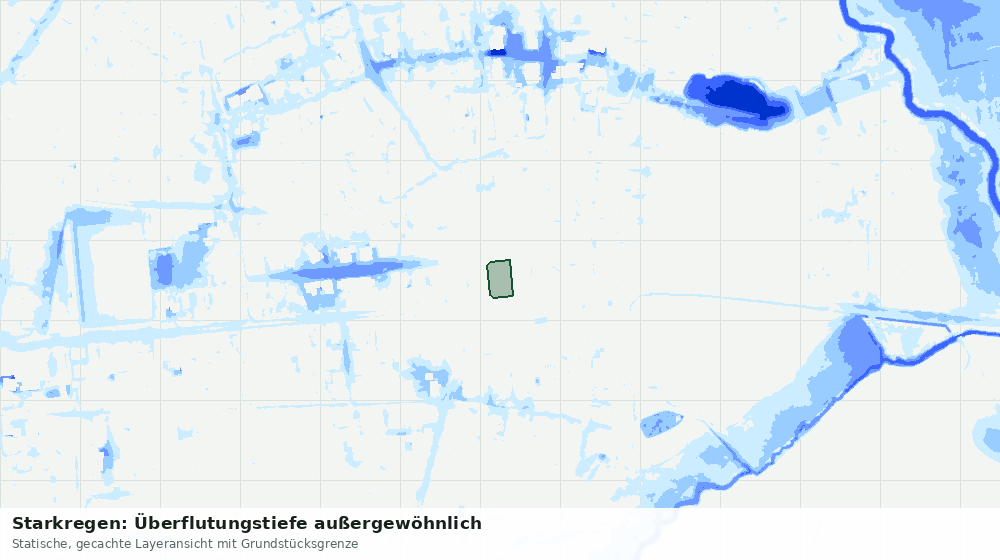 Statische Kartenansicht: Starkregen: Überflutungstiefe außergewöhnlich