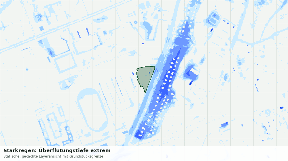 Statische Kartenansicht: Starkregen: Überflutungstiefe extrem