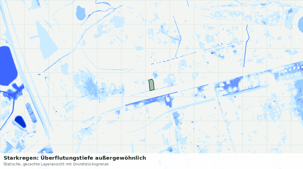 Statische Kartenansicht: Starkregen: Überflutungstiefe außergewöhnlich