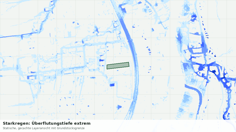 Statische Kartenansicht: Starkregen: Überflutungstiefe extrem