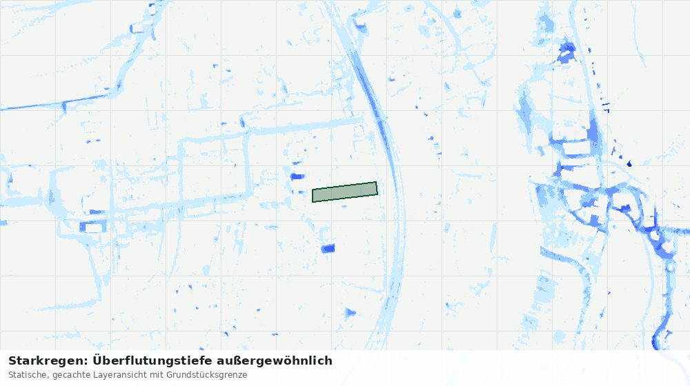 Statische Kartenansicht: Starkregen: Überflutungstiefe außergewöhnlich