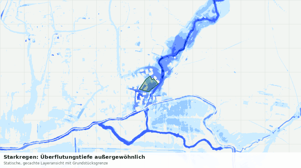 Statische Kartenansicht: Starkregen: Überflutungstiefe außergewöhnlich