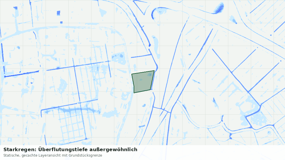 Statische Kartenansicht: Starkregen: Überflutungstiefe außergewöhnlich