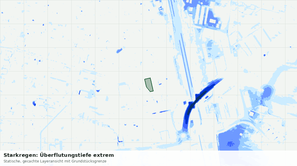 Statische Kartenansicht: Starkregen: Überflutungstiefe extrem