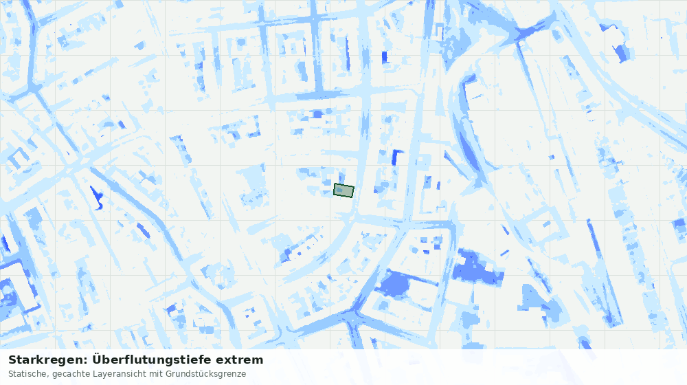 Statische Kartenansicht: Starkregen: Überflutungstiefe extrem