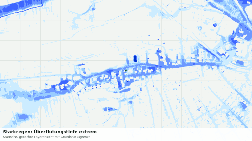 Statische Kartenansicht: Starkregen: Überflutungstiefe extrem