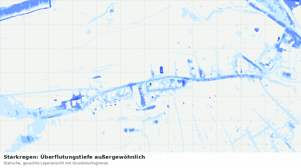 Statische Kartenansicht: Starkregen: Überflutungstiefe außergewöhnlich