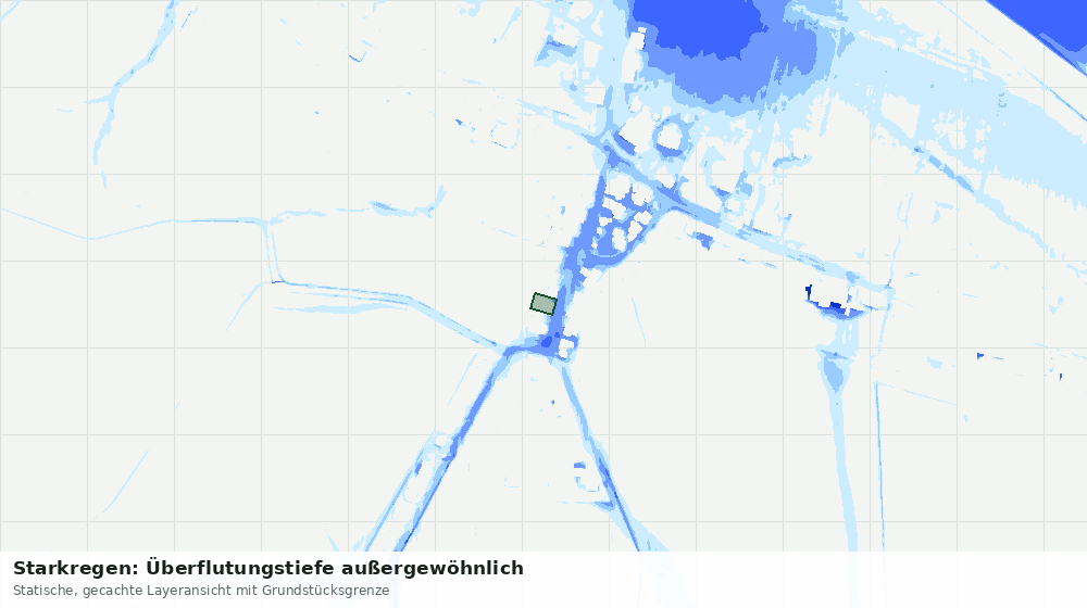 Statische Kartenansicht: Starkregen: Überflutungstiefe außergewöhnlich
