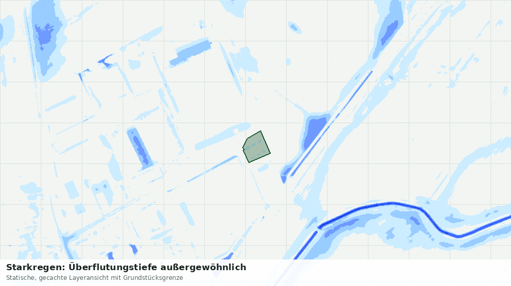 Statische Kartenansicht: Starkregen: Überflutungstiefe außergewöhnlich
