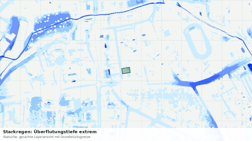 Statische Kartenansicht: Starkregen: Überflutungstiefe extrem