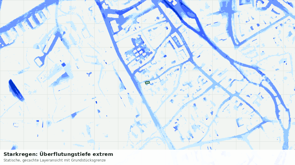 Statische Kartenansicht: Starkregen: Überflutungstiefe extrem