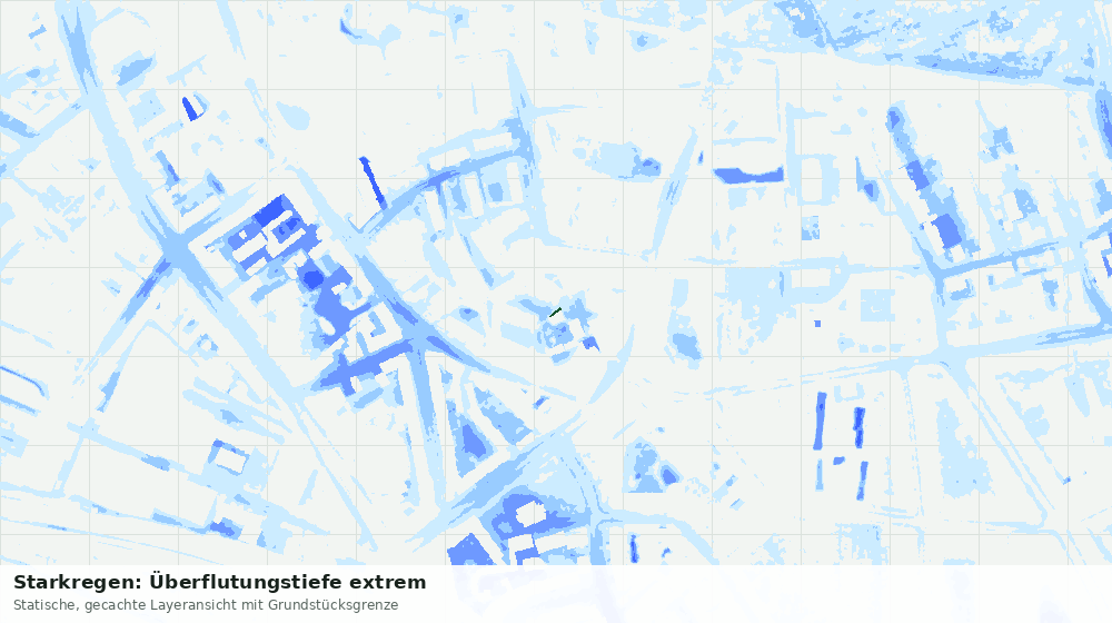 Statische Kartenansicht: Starkregen: Überflutungstiefe extrem