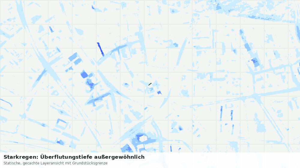 Statische Kartenansicht: Starkregen: Überflutungstiefe außergewöhnlich