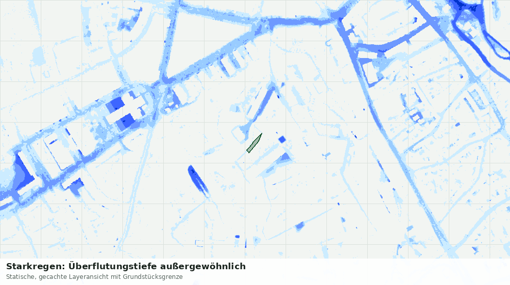 Statische Kartenansicht: Starkregen: Überflutungstiefe außergewöhnlich