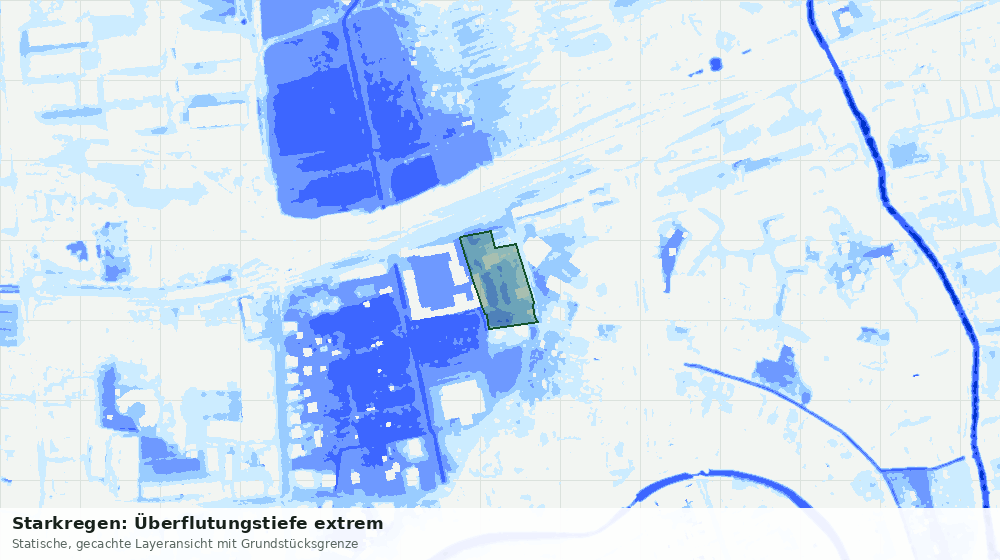 Statische Kartenansicht: Starkregen: Überflutungstiefe extrem