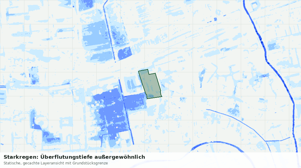 Statische Kartenansicht: Starkregen: Überflutungstiefe außergewöhnlich
