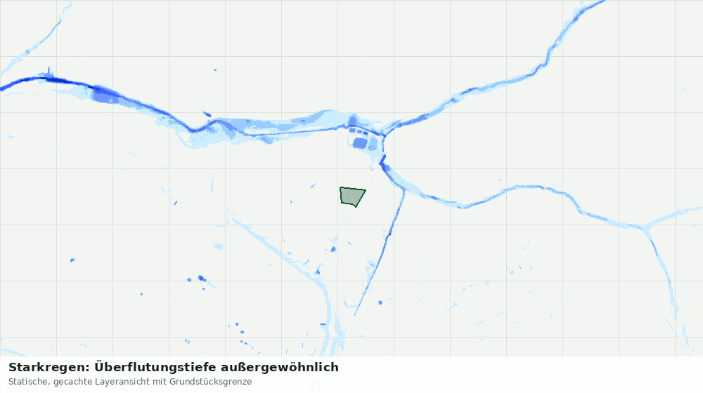Statische Kartenansicht: Starkregen: Überflutungstiefe außergewöhnlich