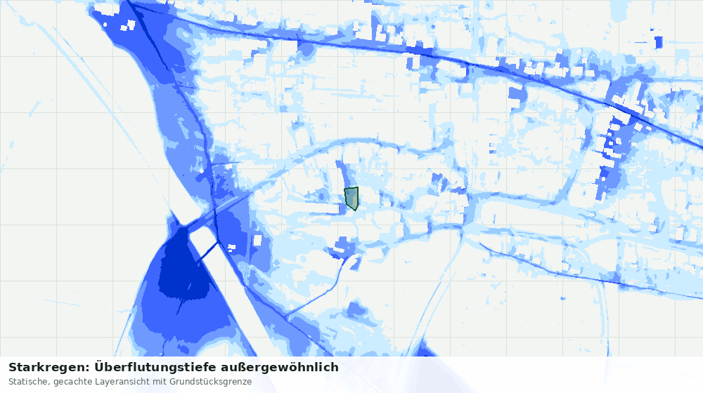 Statische Kartenansicht: Starkregen: Überflutungstiefe außergewöhnlich
