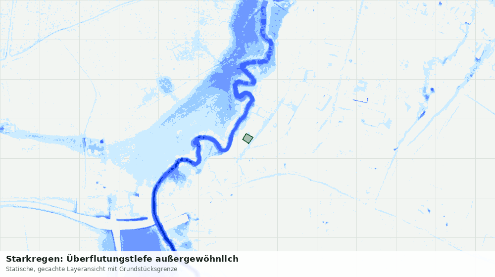 Statische Kartenansicht: Starkregen: Überflutungstiefe außergewöhnlich