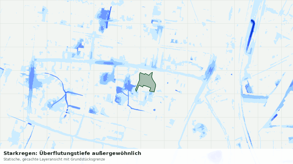 Statische Kartenansicht: Starkregen: Überflutungstiefe außergewöhnlich