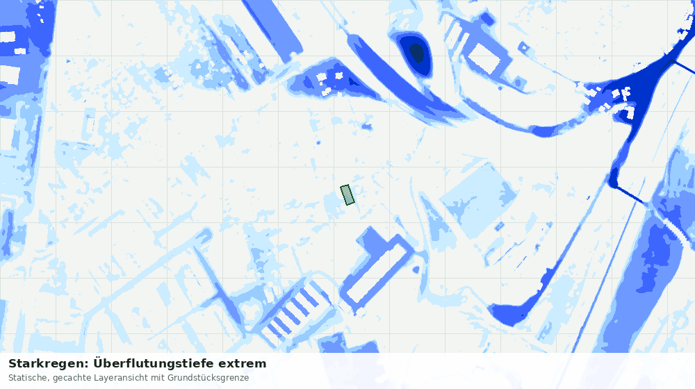 Statische Kartenansicht: Starkregen: Überflutungstiefe extrem