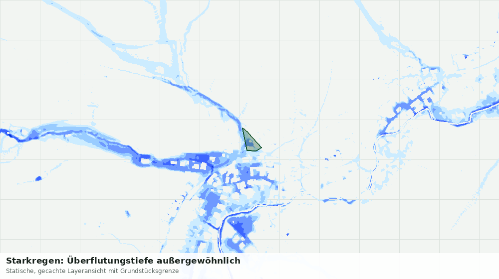 Statische Kartenansicht: Starkregen: Überflutungstiefe außergewöhnlich