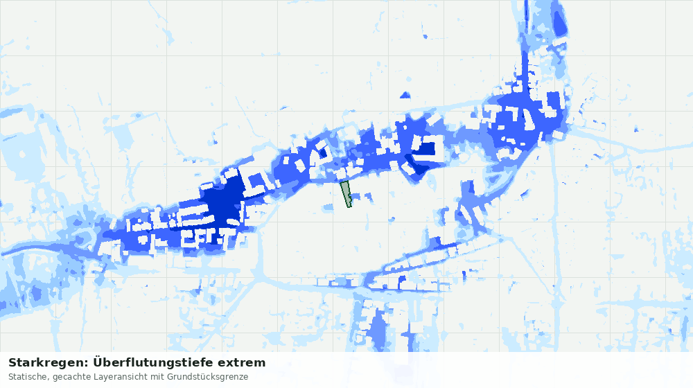 Statische Kartenansicht: Starkregen: Überflutungstiefe extrem
