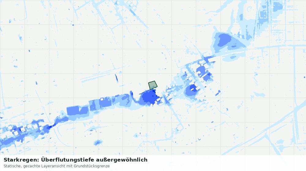 Statische Kartenansicht: Starkregen: Überflutungstiefe außergewöhnlich