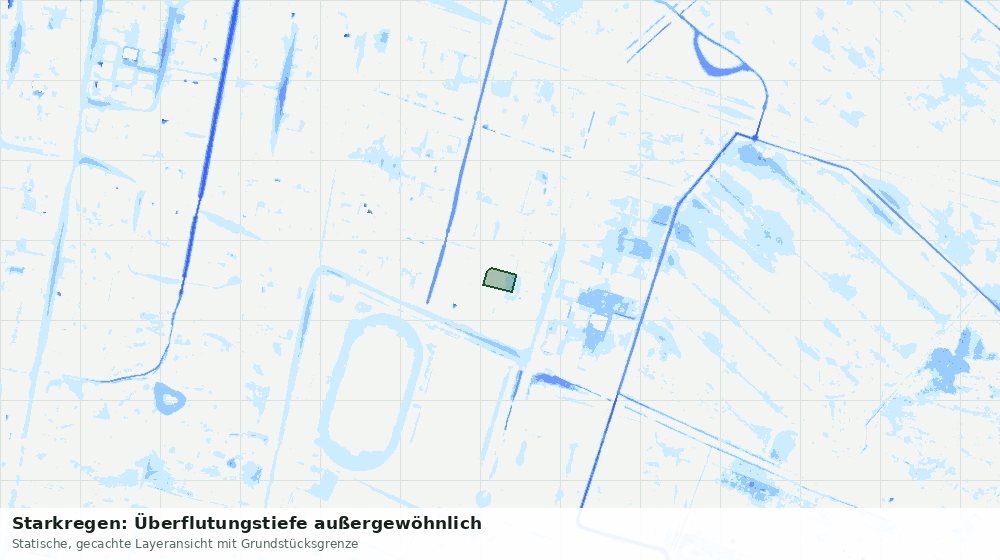 Statische Kartenansicht: Starkregen: Überflutungstiefe außergewöhnlich