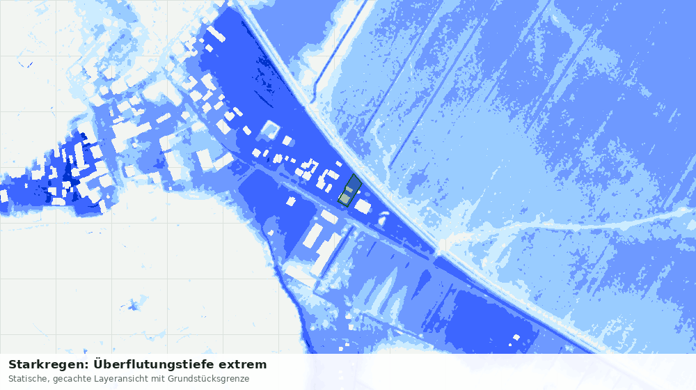 Statische Kartenansicht: Starkregen: Überflutungstiefe extrem