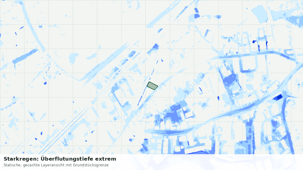 Statische Kartenansicht: Starkregen: Überflutungstiefe extrem