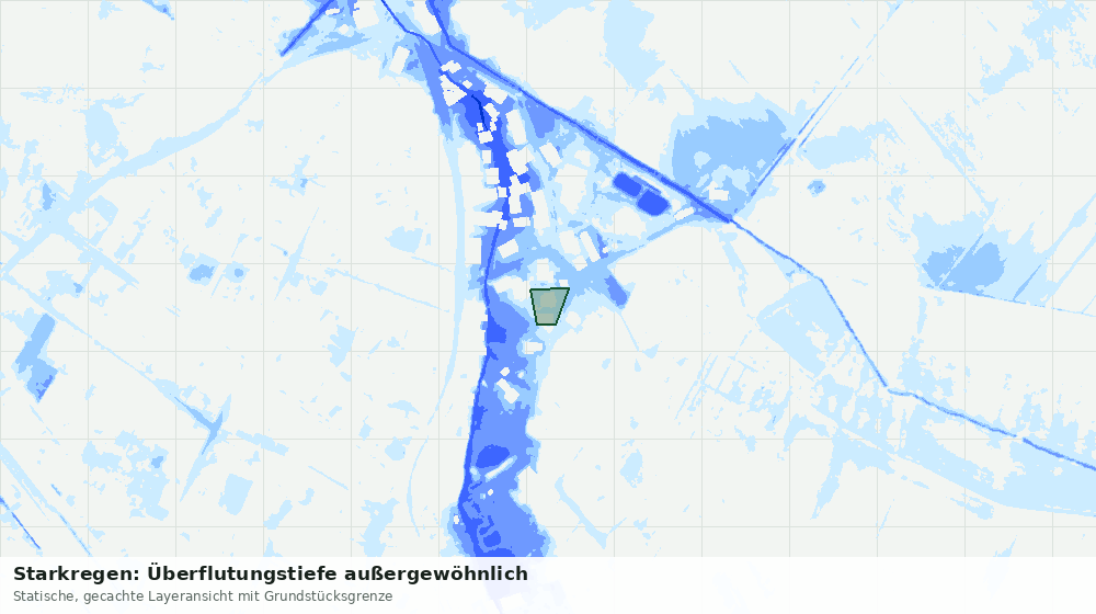 Statische Kartenansicht: Starkregen: Überflutungstiefe außergewöhnlich