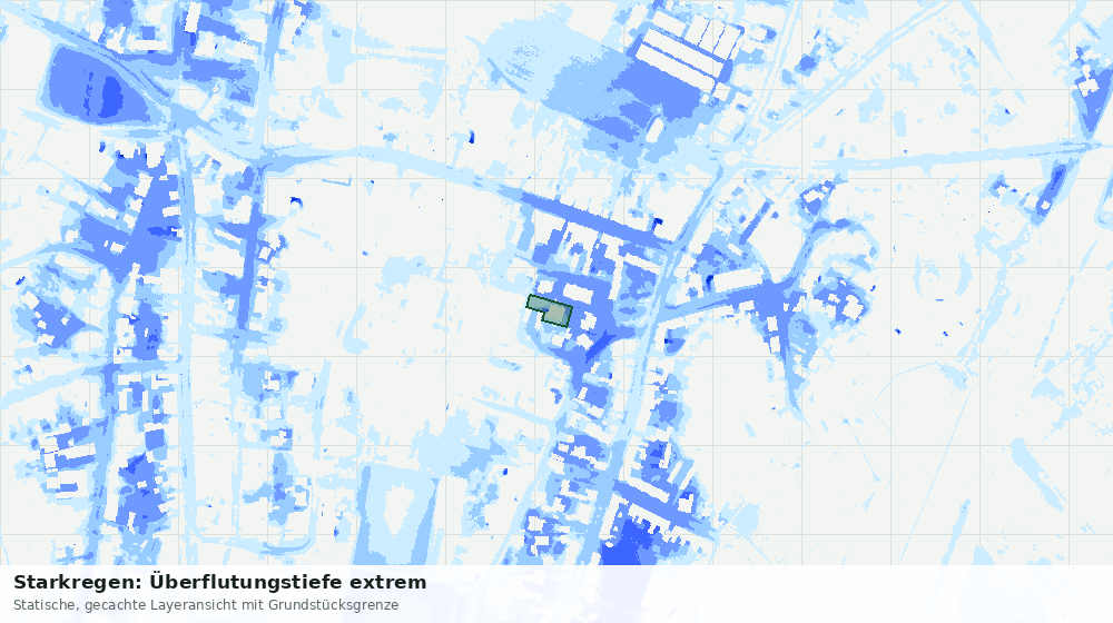 Statische Kartenansicht: Starkregen: Überflutungstiefe extrem